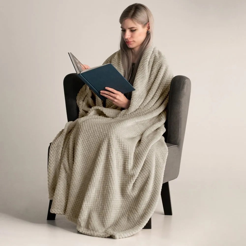 Pătură din microfibră DecoKing Henry, 170 x 210 cm, maro deschis