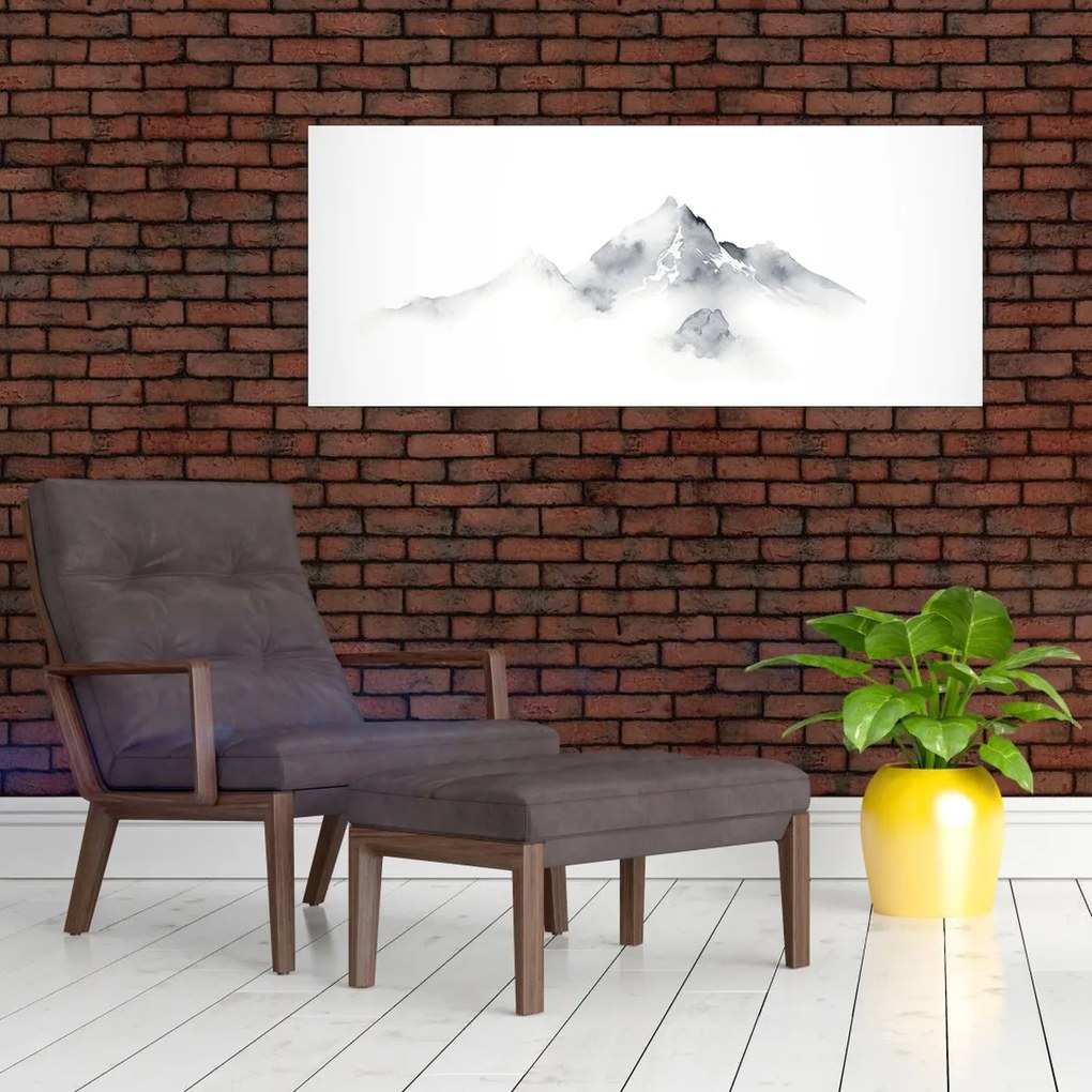 Tablou - Pictură cu cerneală de munți (120x50 cm)