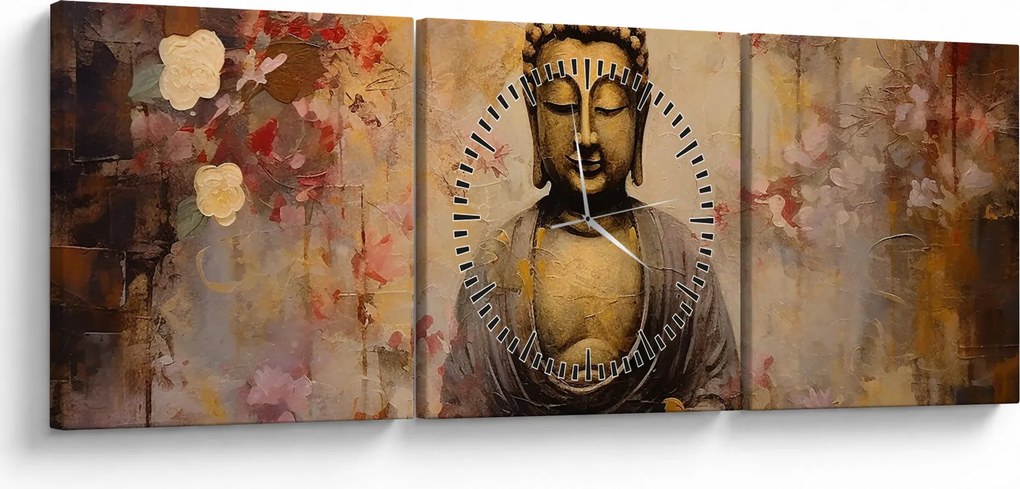 Tablou - Buddha, pictură (cu ceas) (90x30 cm)