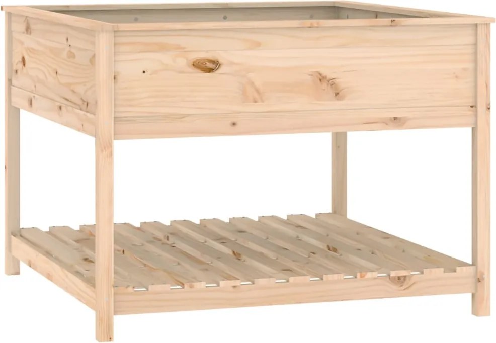 vidaXL Jardinieră cu raft, 111,5x111,5x81 cm, lemn masiv de pin