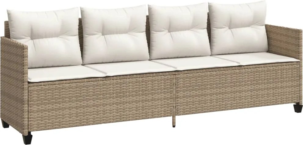 vidaXL Șezlong cu perne din poliratan bej