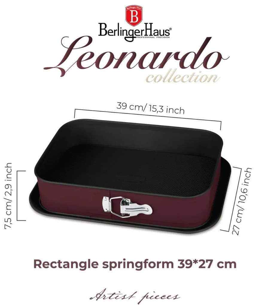 Tava dreptunghiulara 39x27 cm cu fund detasabil Leonardo Berlinger Haus BH 7941