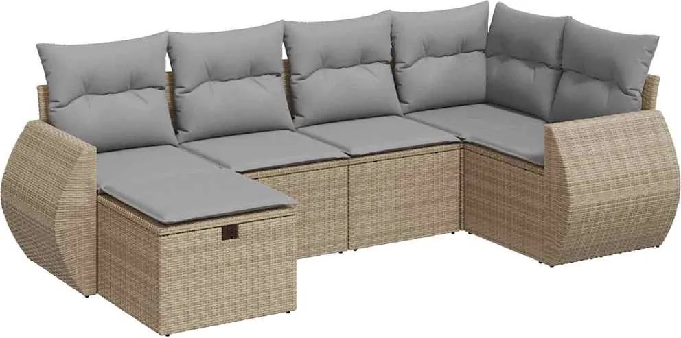 vidaXL Set canapele de grădină cu perne, 6 piese, bej, poliratan