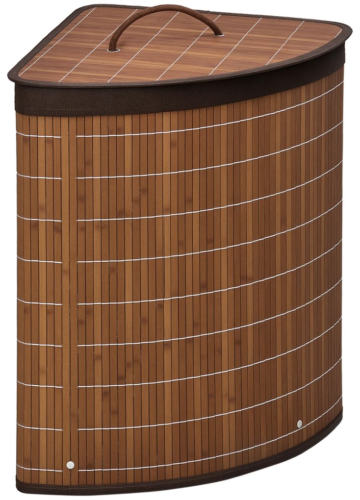 HOMCOM Coș de rufe Coș pentru colectarea rufelor, 55L capacitate, capac detașabil, 38 cm x 38 cm x 57 cm, Maro | Aosom Romania