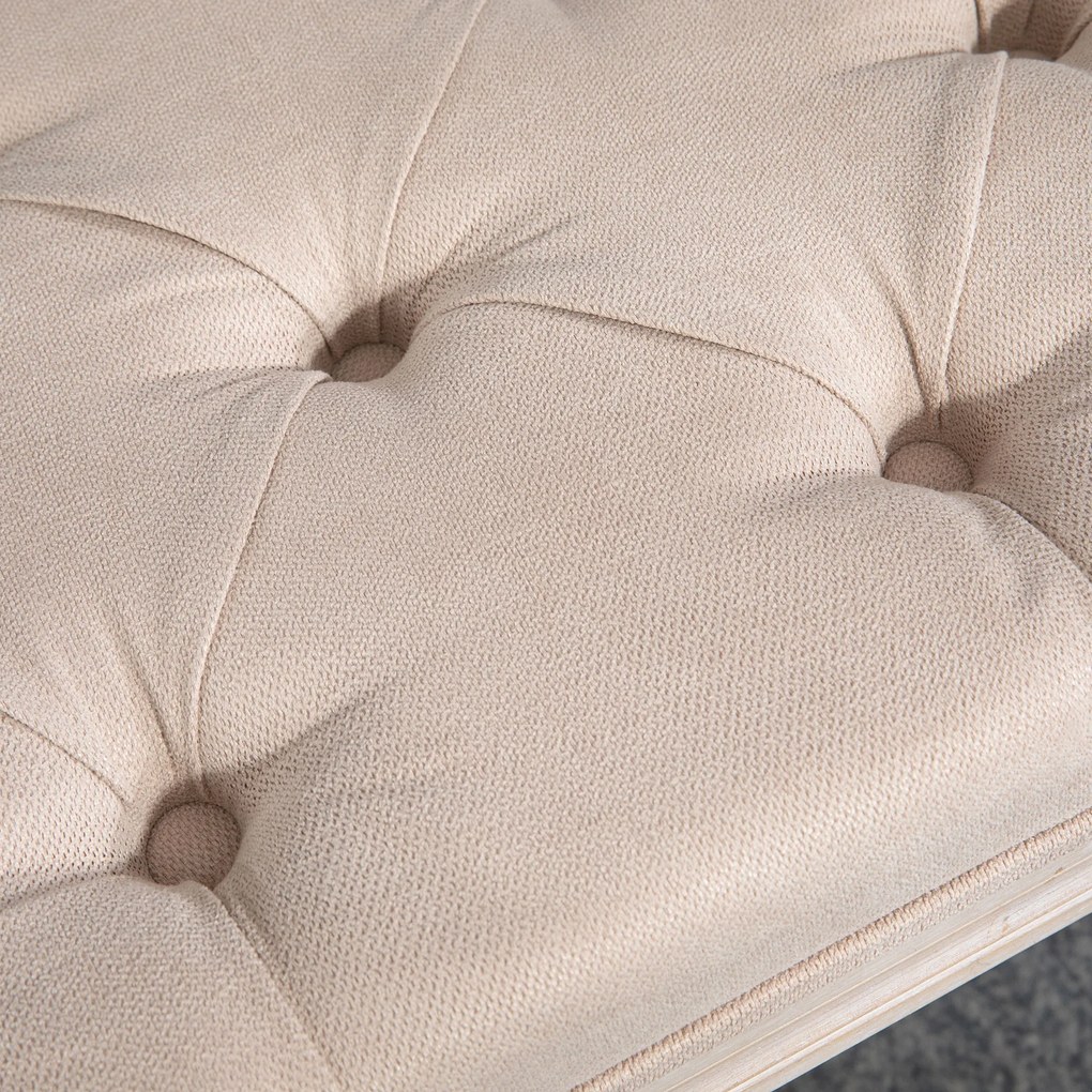 HOMCOM Bancă de Ședere Design Vintage, Nasturi Capitonați, Picioare Snirclate, Shabby Chic, Culore Crema | Aosom Romania