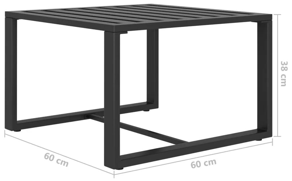 Set mobilier de gradina cu perne, 6 piese, antracit, aluminiu 2x colt + 2x mijloc + fotoliu + masa, 1
