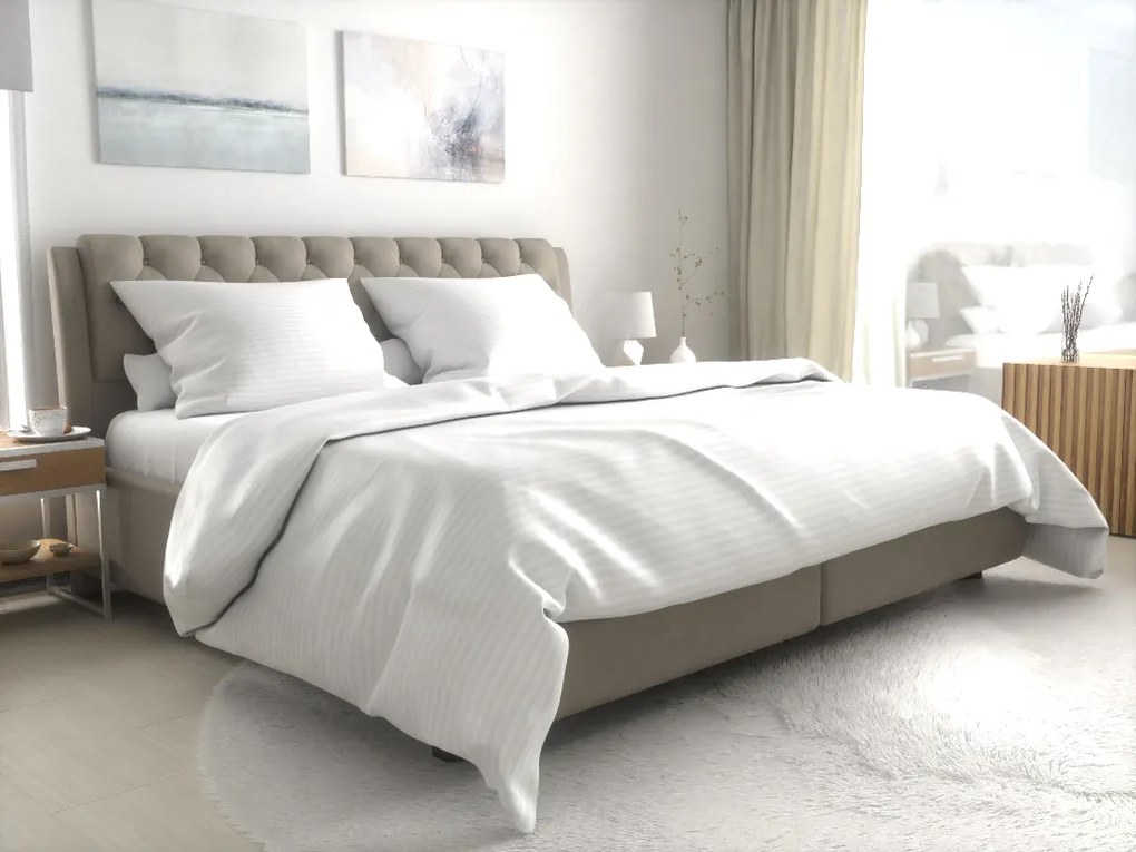 Lenjerie de pat hoteliera ATLAS GRADL PURE alb - dunga 2 cm bumbac pieptanat