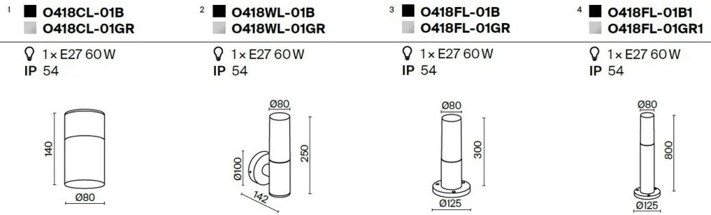 Spot aplicat, plafoniera pentru iluminat exterior IP54 Willis gri