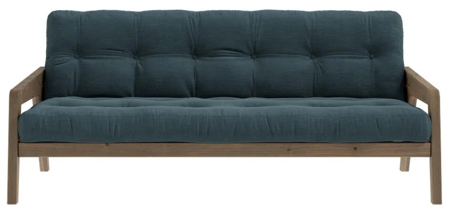 Canapea albastră extensibilă cu tapițerie din catifea reiată 204 cm Grab - Karup Design