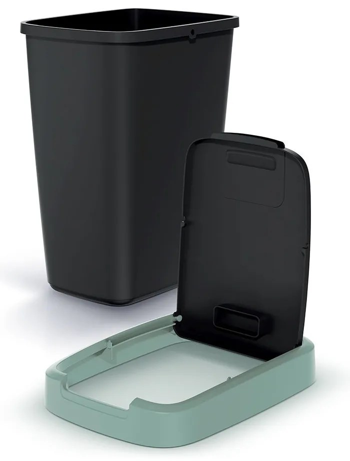 Coș de gunoi cu capac colorat, 12 l, verde/negru