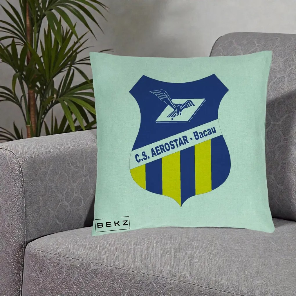 Perna Personalizata CS Aerostar Bacau Fotbal, 40x40 cm, Verde Menta, Husa Detasabila, Perna Inclusa, BEKZ®