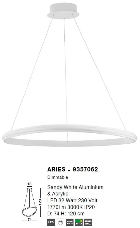 Lustra LED design modern circular ARIES alba NVL-9357062