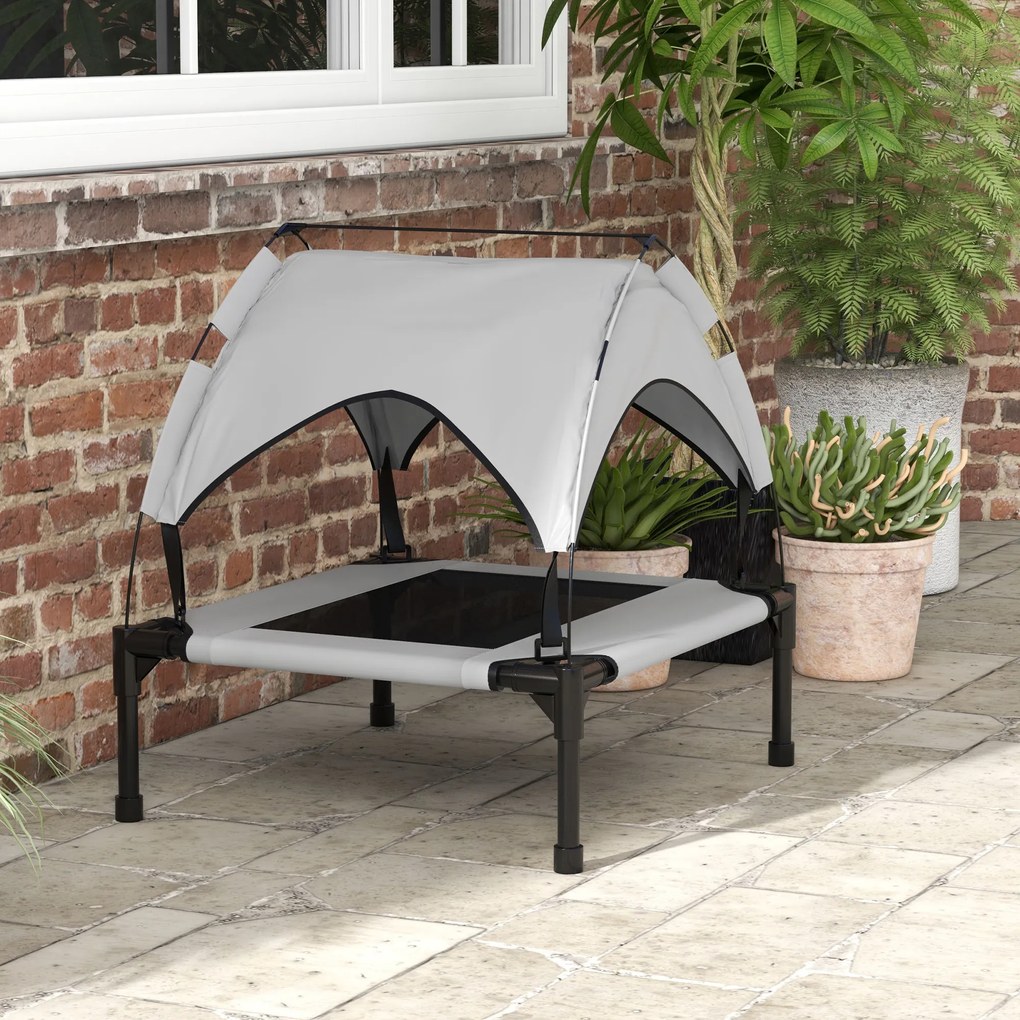 PawHut Pat pentru câini pisici pe picioare confort înalt velum anti-UV Oxford geantă de transport inclusă 76 x 61 x 69,5 cm, gri | Aosom Romania
