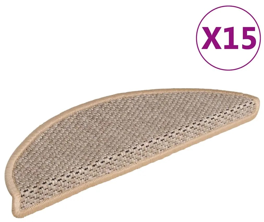 vidaXL Covorașe scări autoadezive 15 buc. bej deschis 56x17x3cm sisal