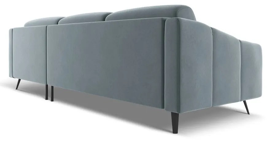 Colțar albastru deschis cu tapițerie din catifea (cu colț pe partea dreaptă) Nalu – Makamii