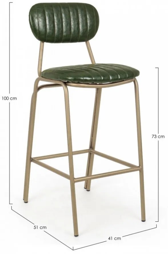 Scaun bar verde inchis din piele ecologica si metal, Addy Bizzotto
