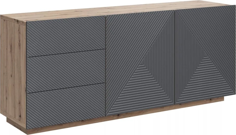 Comodă Asha 167 cm cu două uși și sertare - artisan / rivier stone mat