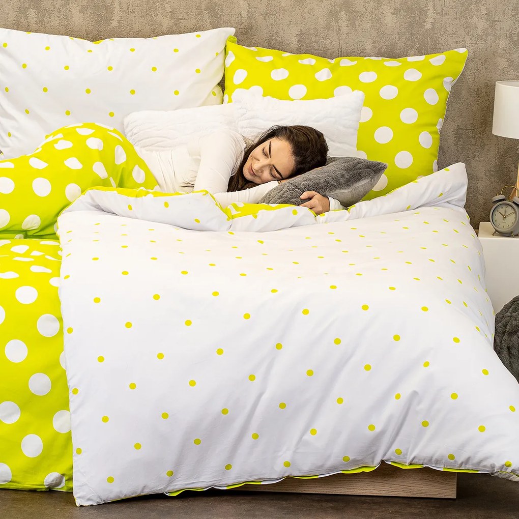 Lenjerie de pat din bumbac 4Home Buline verzi, 220 x 200 cm, 2 buc. 70 x 90 cm