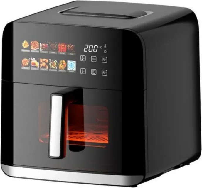 Friteuza cu aer cald Oliver Voltz OV51980CF, 1800 W, 8 L, 80-200°C, 12 programe, Timer, Incalzitor superior si inferior, Fereastra, LED, Negru