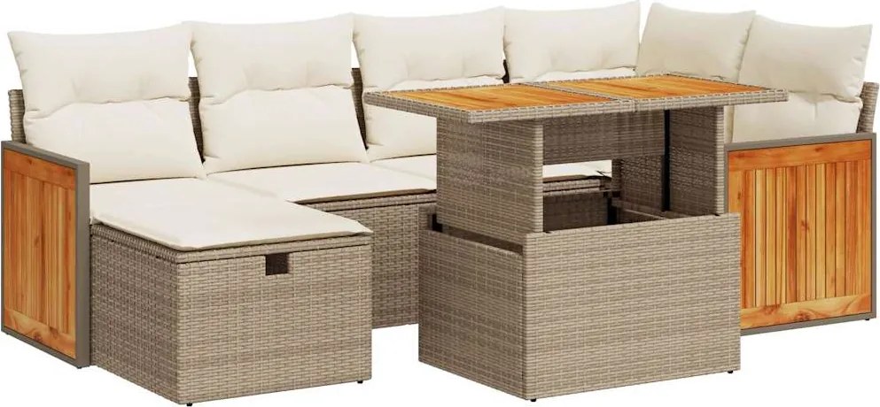 vidaXL Set canapele de grădină, 8 piese, cu perne, bej, poliratan