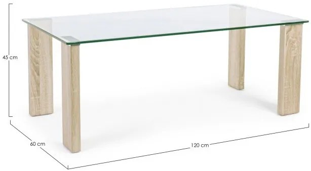 Masuta de cafea Bardolino din sticla temperata si MDF, 120x60x45 cm, Arley Bizzotto