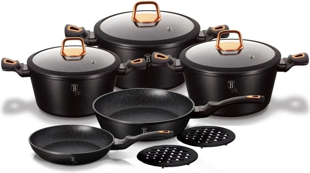 Set Oale si tigai marmorate 10 piese Black Rose Berlinger Haus BH 1645N