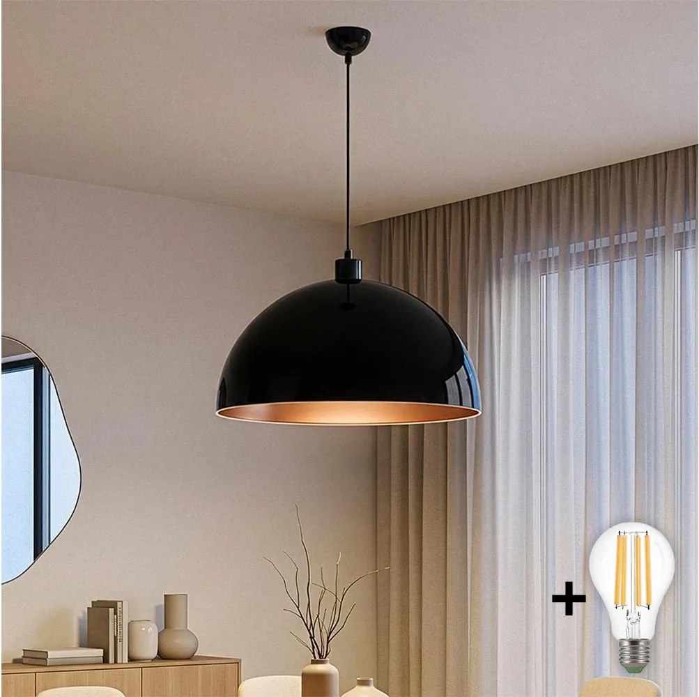 Brilagi - Candelabru LED suspendat pe cablu METALO 1xE27/40W/230V Ø 60 cm negru/cupru