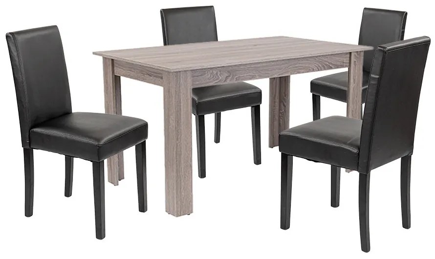 Set de masă Leon 4+1 stejar York-negru