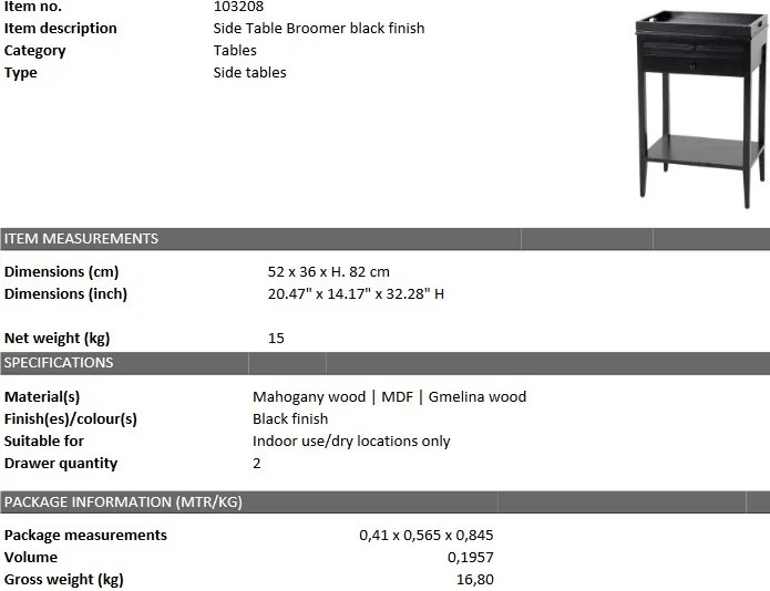Masuta laterala design LUX Broomer 103208 HZ