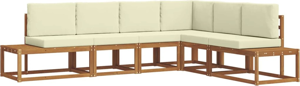 vidaXL Set de canapele de exterior cu pernă 6 Bucată Natural și Crem