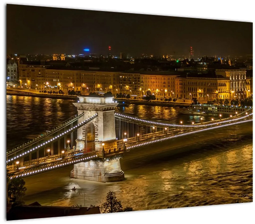 Tablou pe sticlă orașului nocturn (70x50 cm)