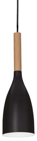 Ideal Lux - Lampă suspendată MANHATTAN, 1xE14/40W/230V, Ø 11 cm, negru/fag