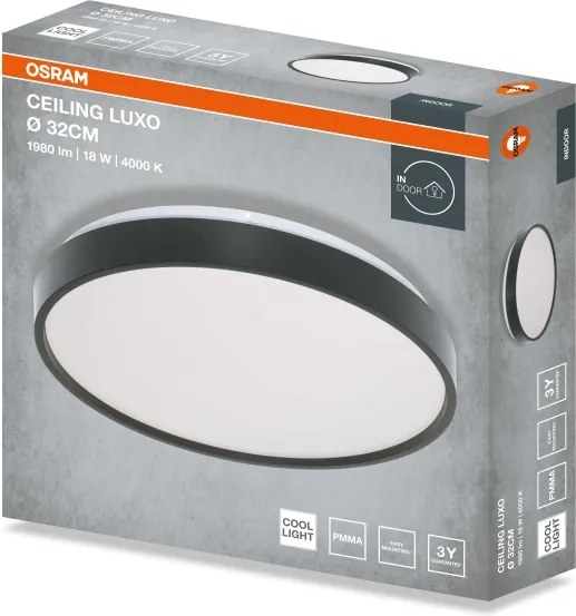 Osram - Corp de iluminat LED de tavan CEILING LUXO, 18 W, 230 V, Ø 32 cm, negru