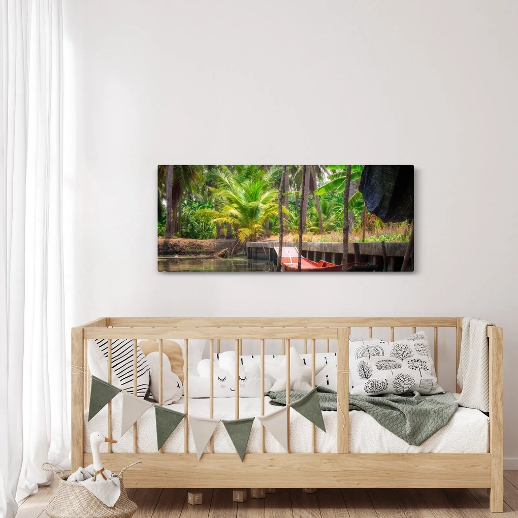 Tablou - Nava din lemn în canal , Thailand (120x50 cm)