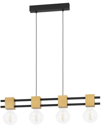 Lustră pe cablu Eglo 390191 LEVANTARA 4xE27/40W/230V negru/maro