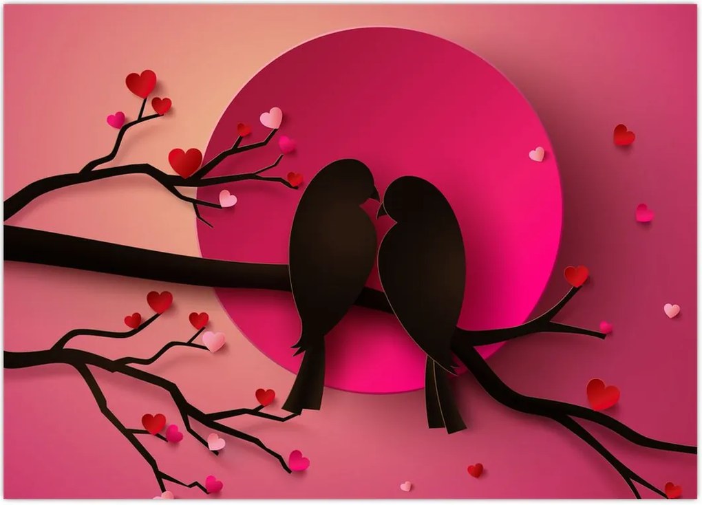 Tablou - Păsări îndrăgostite (70x50 cm)