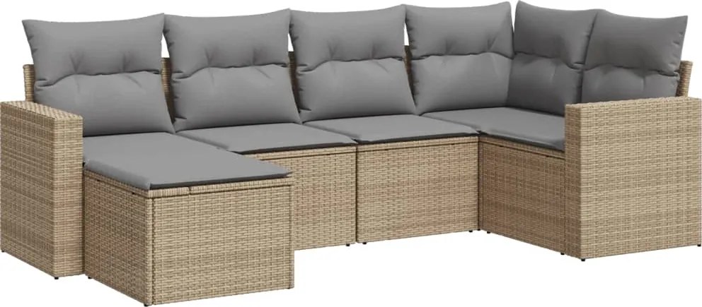 vidaXL Set canapele de grădină cu perne, 6 piese, bej, poliratan