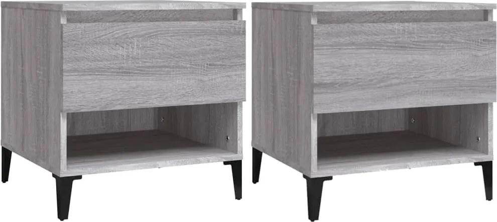 vidaXL Mese laterale, 2 buc., gri sonoma, 50x46x50 cm, lemn compozit