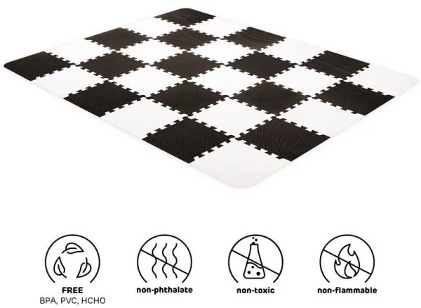 Puzzle din spumă LUNO 30 buc. negru/alb KINDERKRAFT