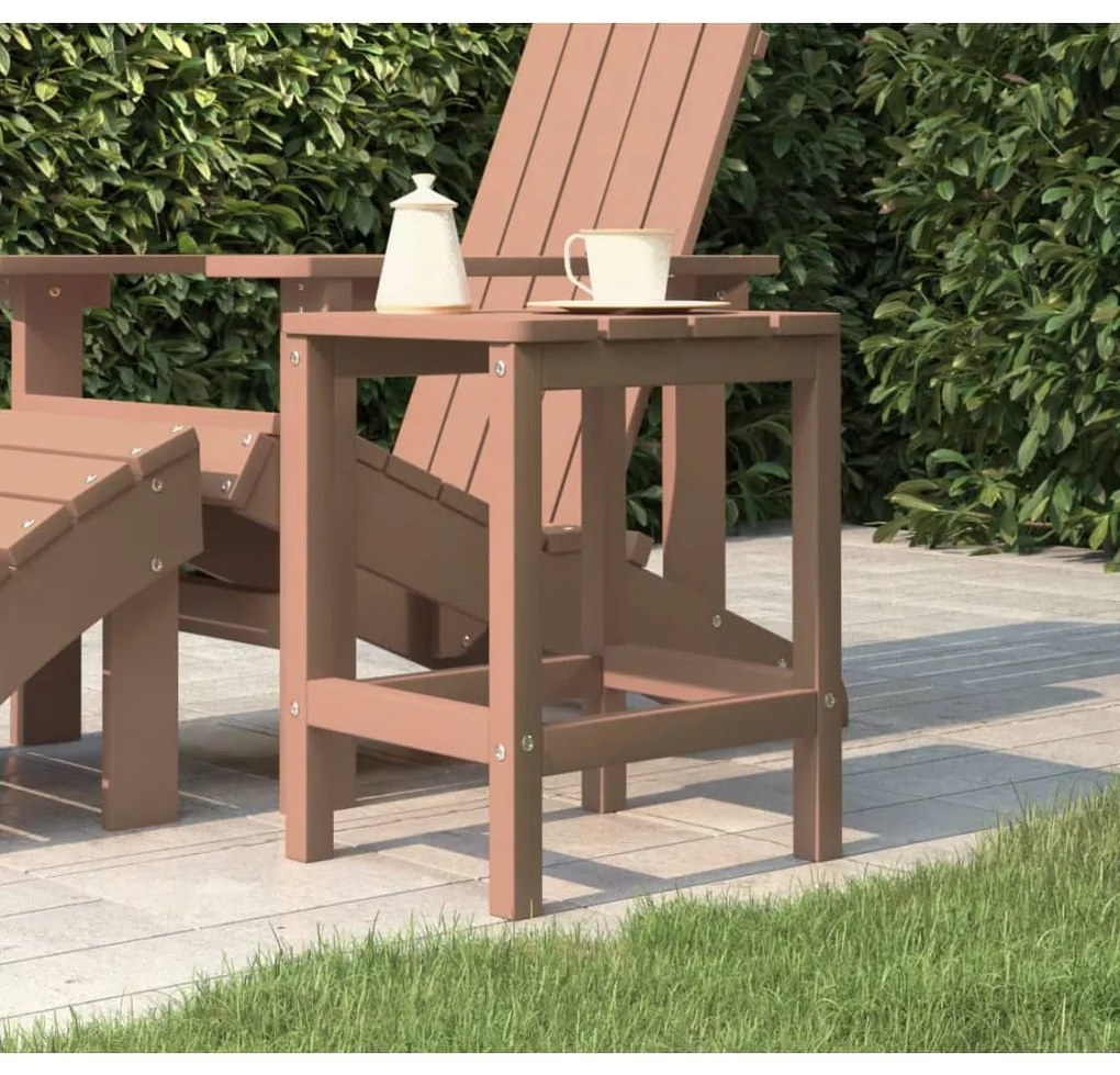 318643 vidaXL Masă Adirondack de grădină, maro, 38x38x46 cm, HDPE