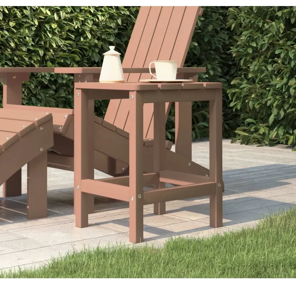 318643 vidaXL Masă Adirondack de grădină, maro, 38x38x46 cm, HDPE