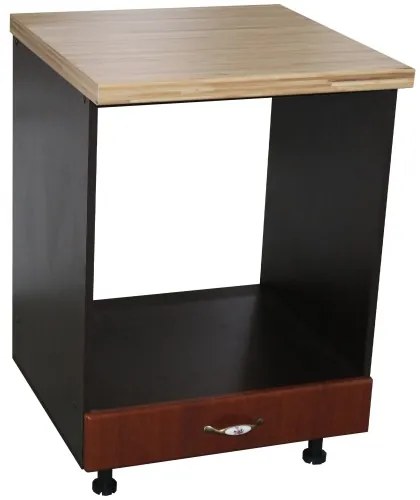Corp pentru cuptor incorporabil cu sertar Zebra, Wenge/MDF Cedru, cu blat artar, 60 x 85 x 60 cm
