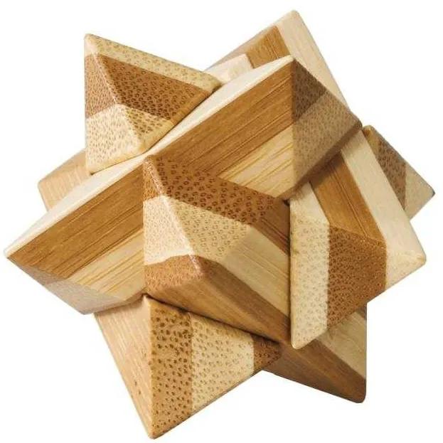 Joc logic IQ din lemn bambus Star, cutie metal