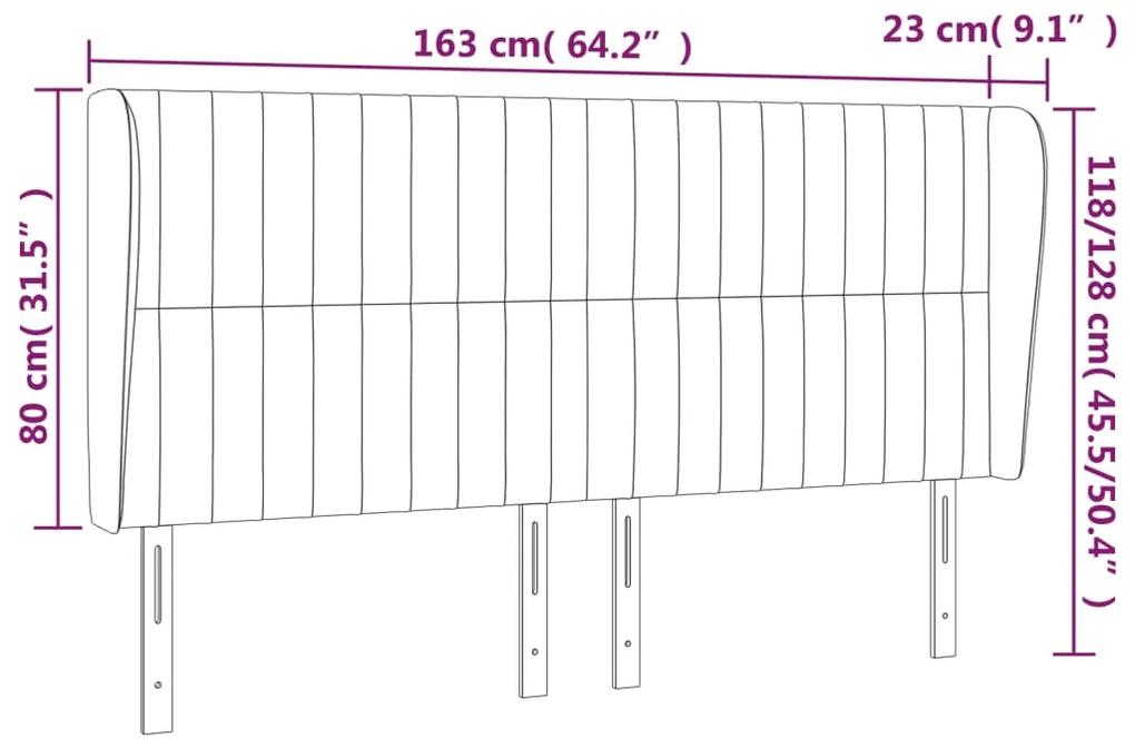 Tablie de pat cu aripioare gri inchis 163x23x118 128 cm catifea 1, Morke gra, 163 x 23 x 118 128 cm