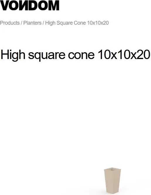 Ghiveci plante design decorativ modern interior / exterior HIGH SQUARE CONE mini 10x10x20cm