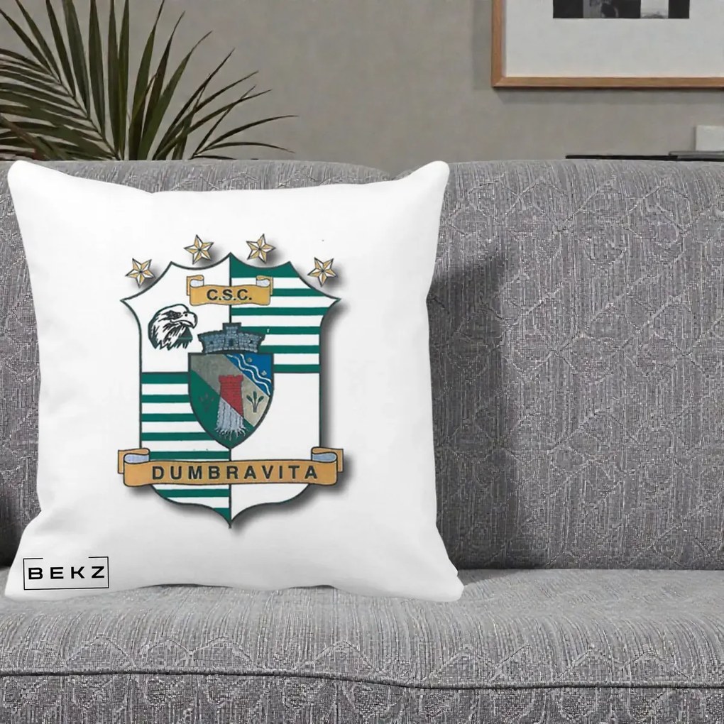 Perna Personalizata CSC Dumbravita Fotbal, 40x40 cm, Alba Mata, Husa Detasabila, Perna Inclusa, BEKZ®