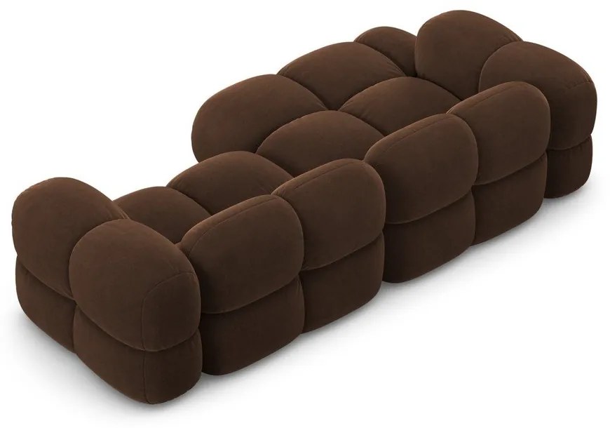 Colțar maro închis cu tapițerie din catifea (cu colț pe partea stângă/cu șezlong) Loretto – Cosmopolitan Design