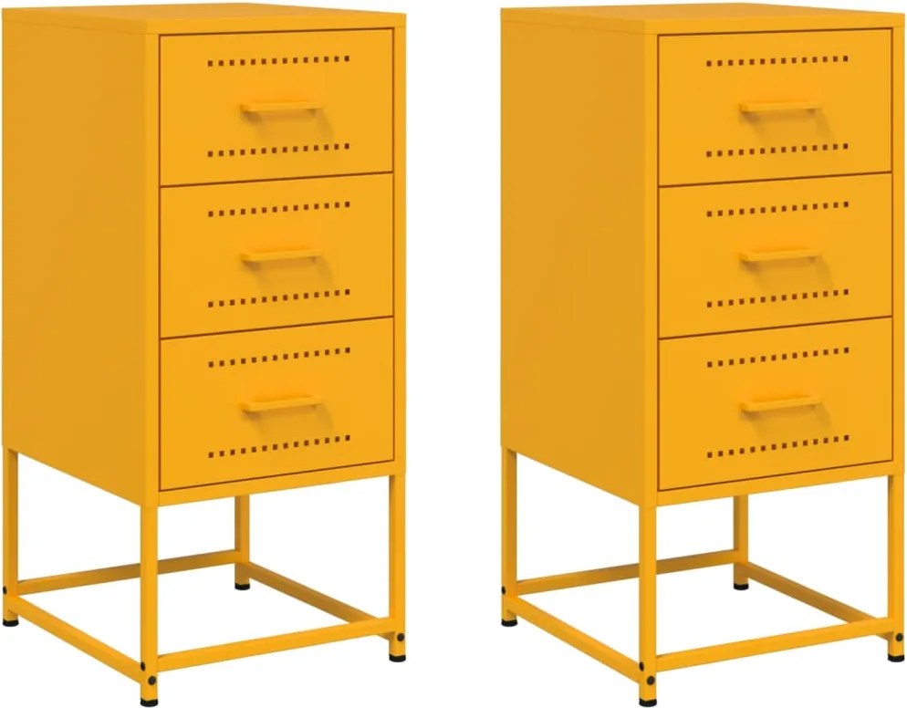 vidaXL Noptiere, 2 buc., galben muștar, 36x39x78 cm, oțel