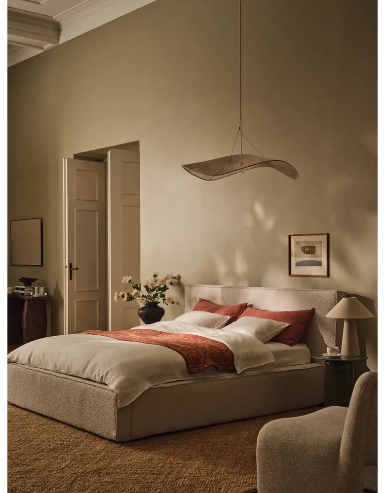 Tăblie de pat crem tapițată 249x100 cm Olivia – Micadoni