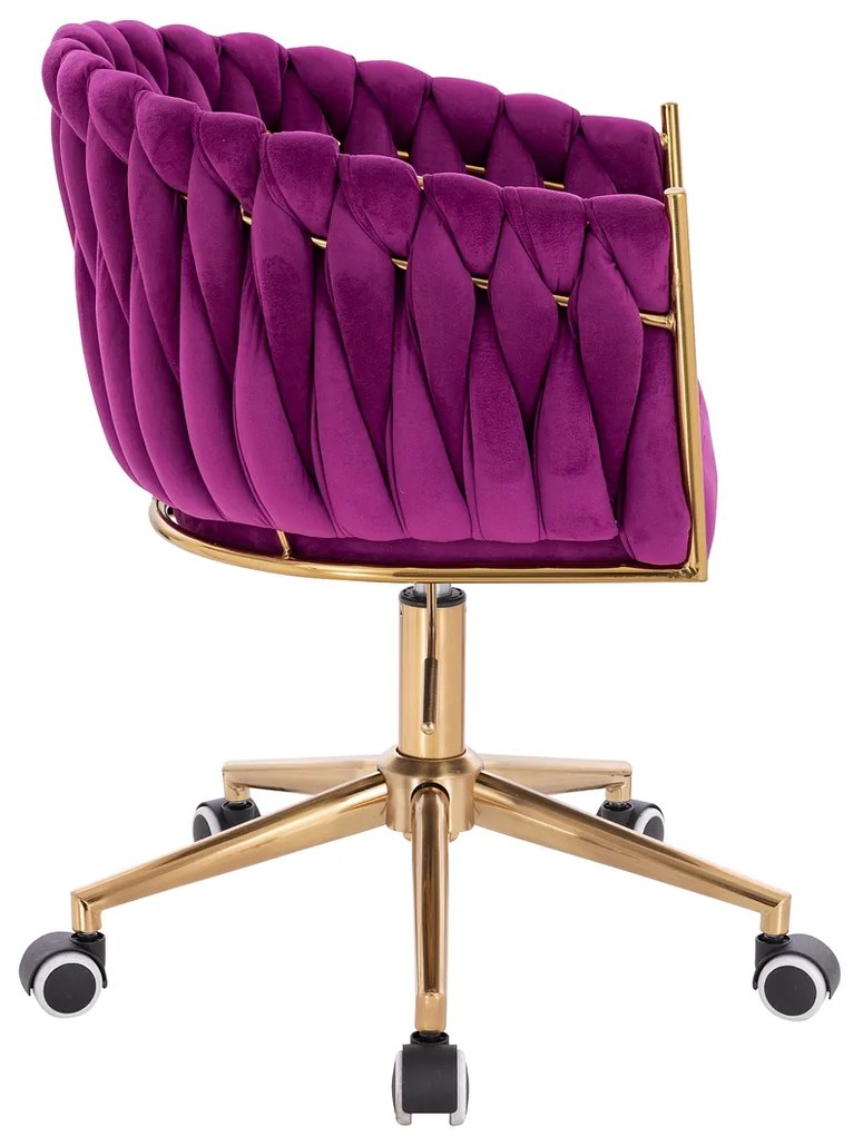 HR750K Scaun Fucsia din Catifea cu Bază Aurie